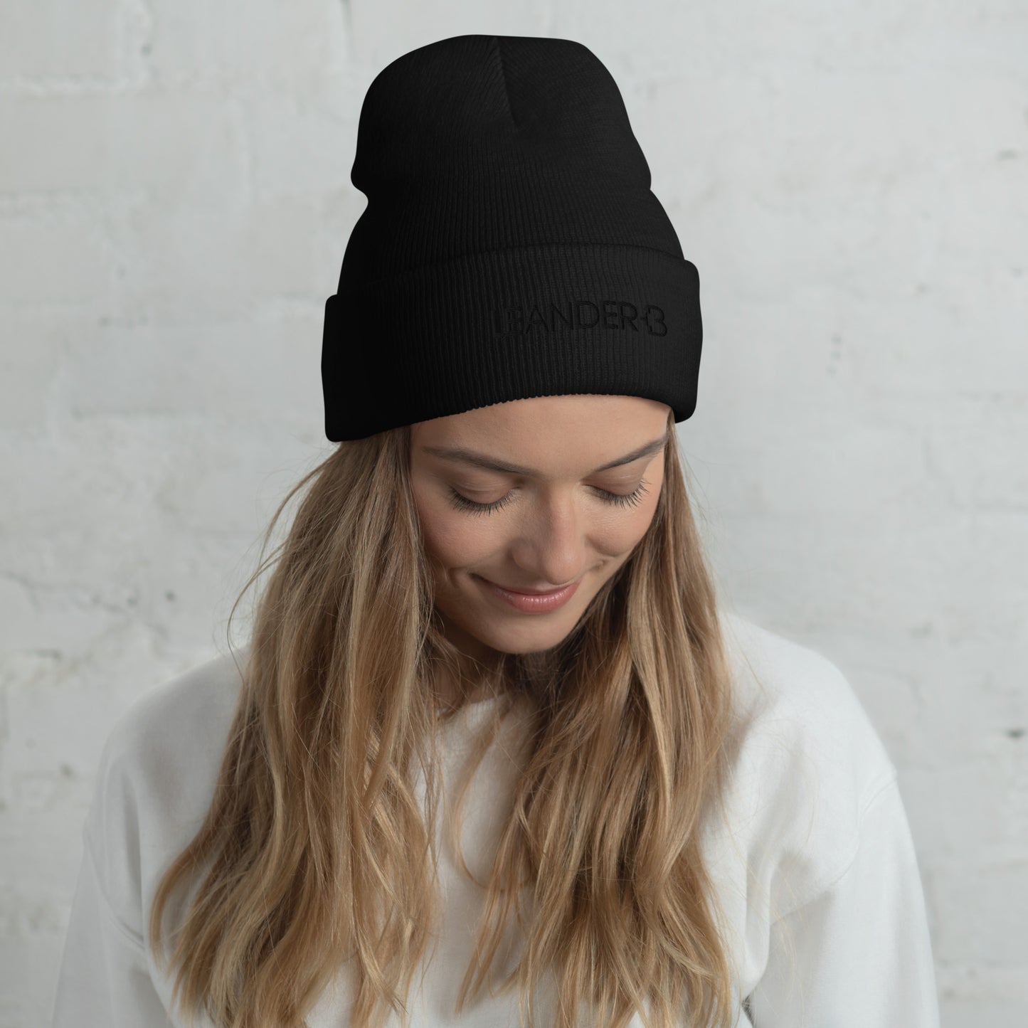 Leander +B Black Line Cuffed Beanie Black