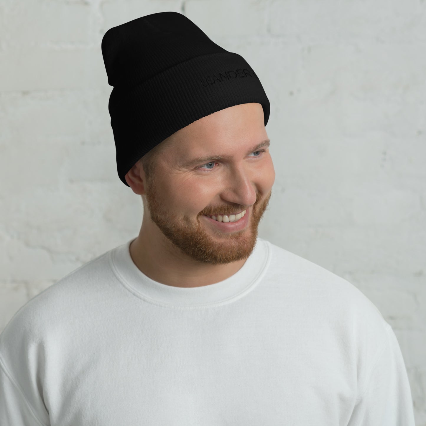 Leander +B Black Line Cuffed Beanie Black