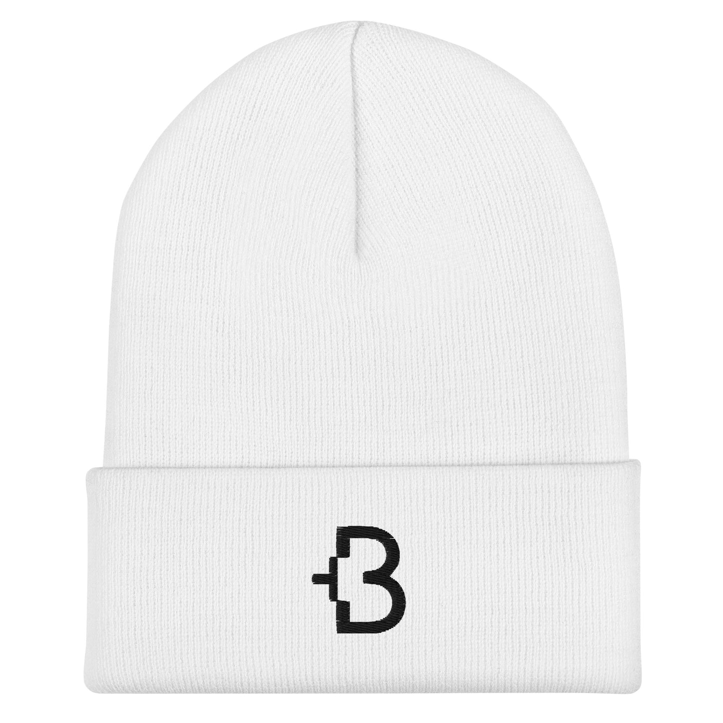 Just +B Black Line Cuffed Beanie White