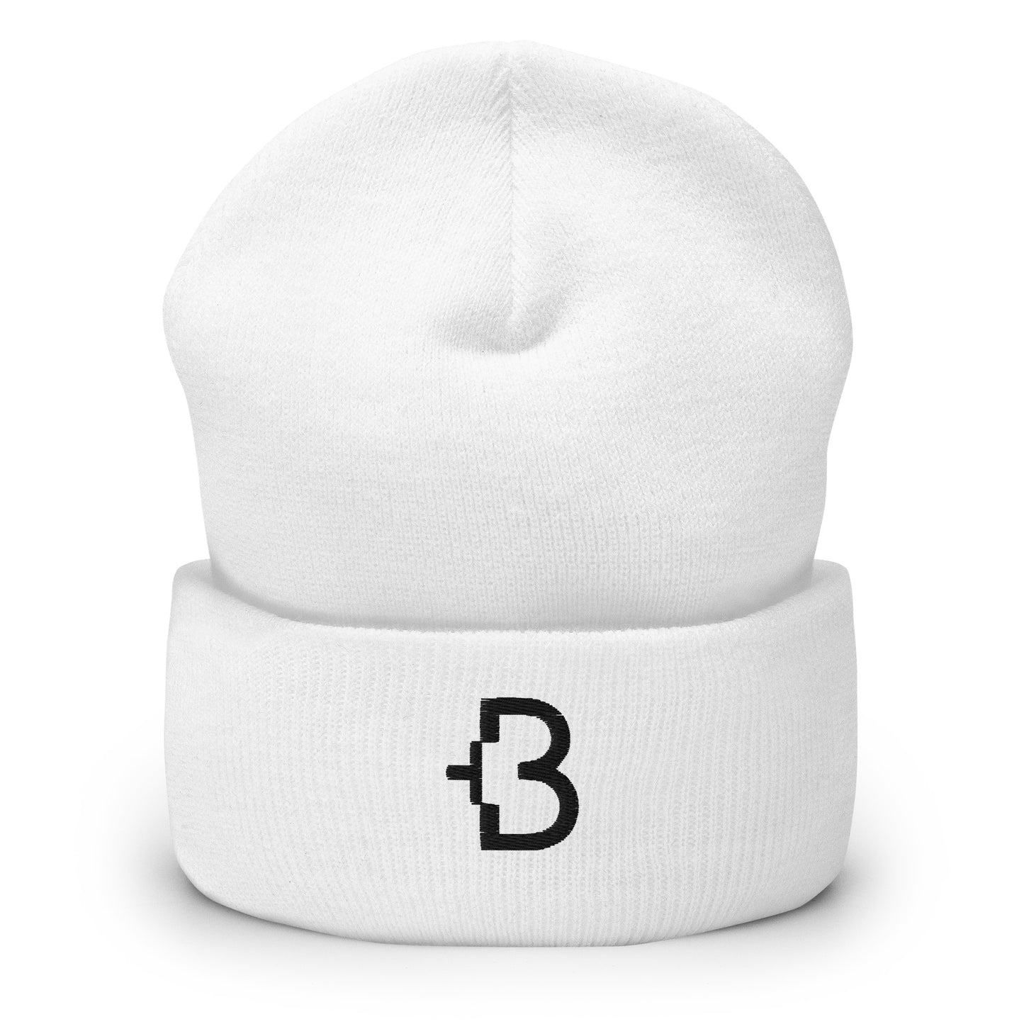 Just +B Black Line Cuffed Beanie White