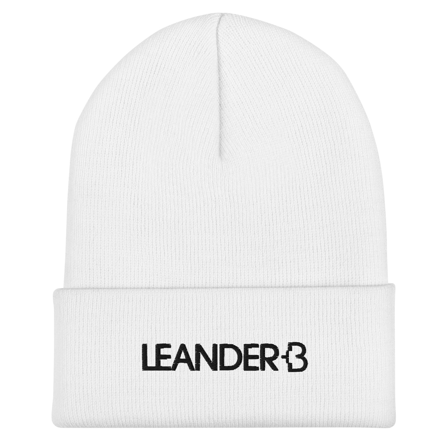 Leander +B Black Line Cuffed Beanie White