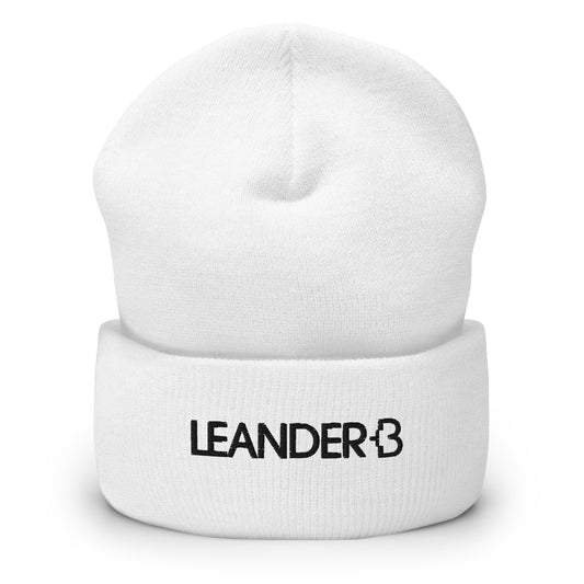 Leander +B Black Line Cuffed Beanie White